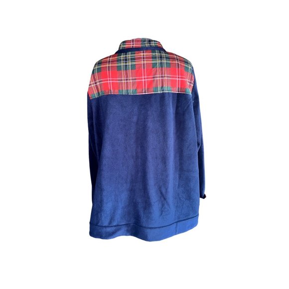 Crown and Ivy Navy Blue with Plaid 1/4 Zip Sweater Women Size 2X - Picture 3 of 16